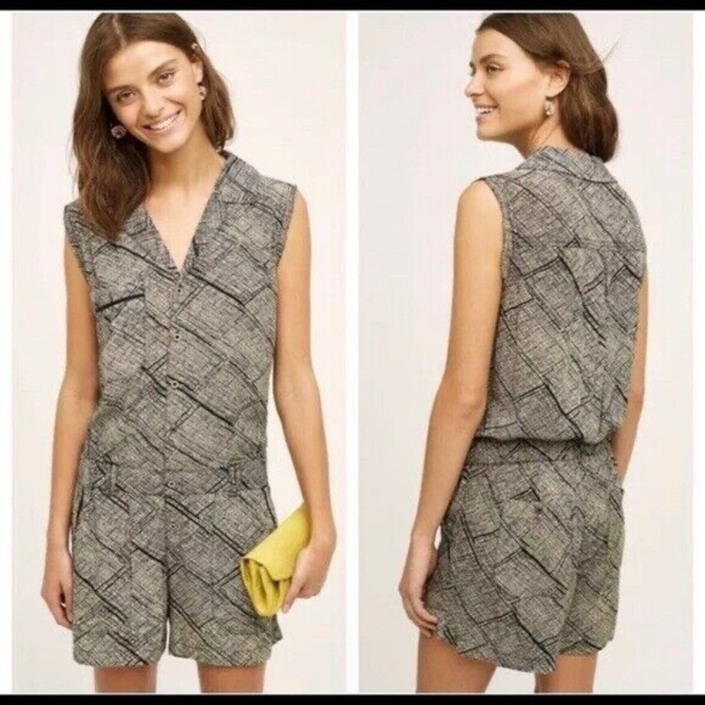 Anthropologie Hei Hei Nova Romper Black Tan size XS